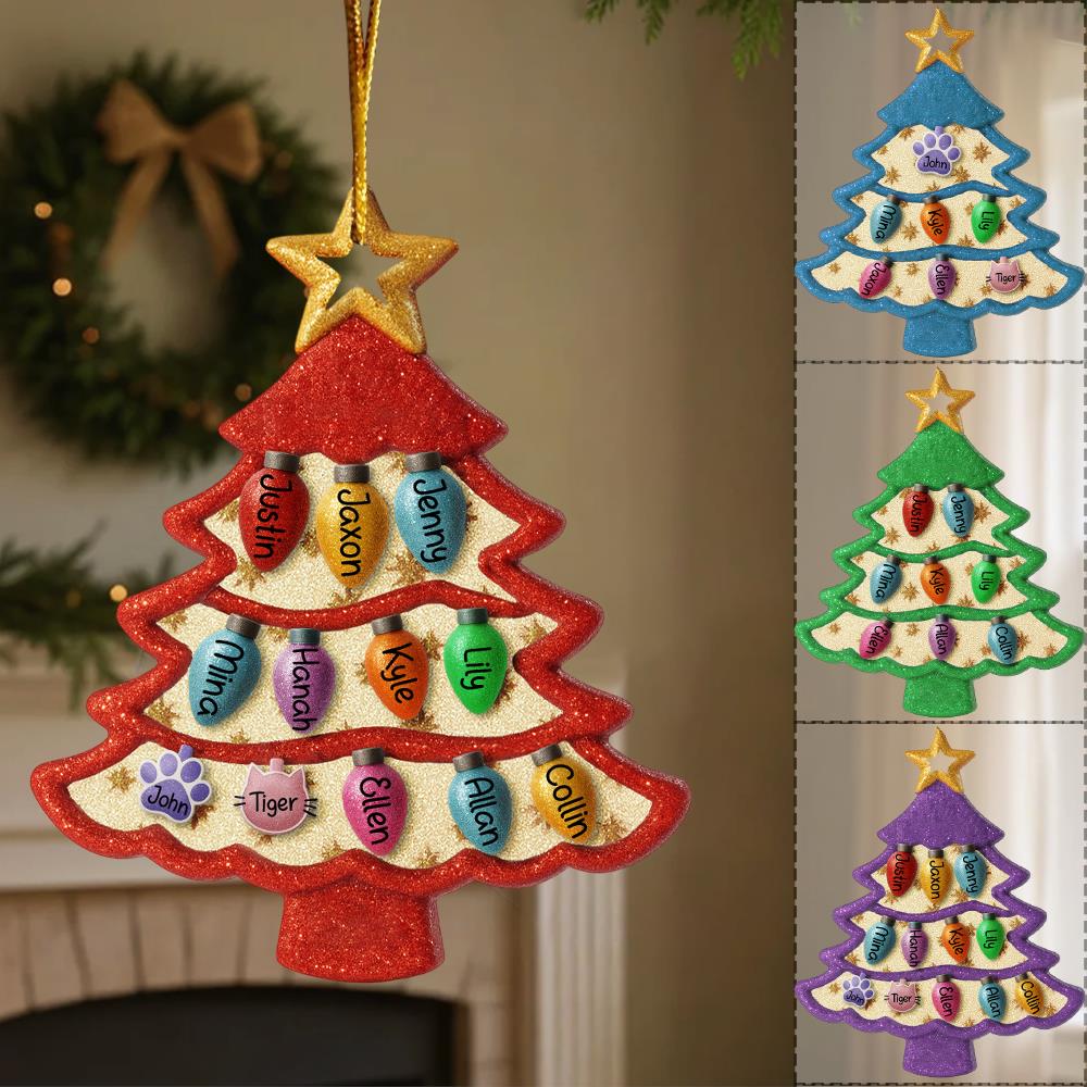 Personalized Family Tree Ornament 2025, Custom Family With Pet Ornament, Large Family Ornament, 2025 Christmas Ornament, Christmas Gifts Nh00
