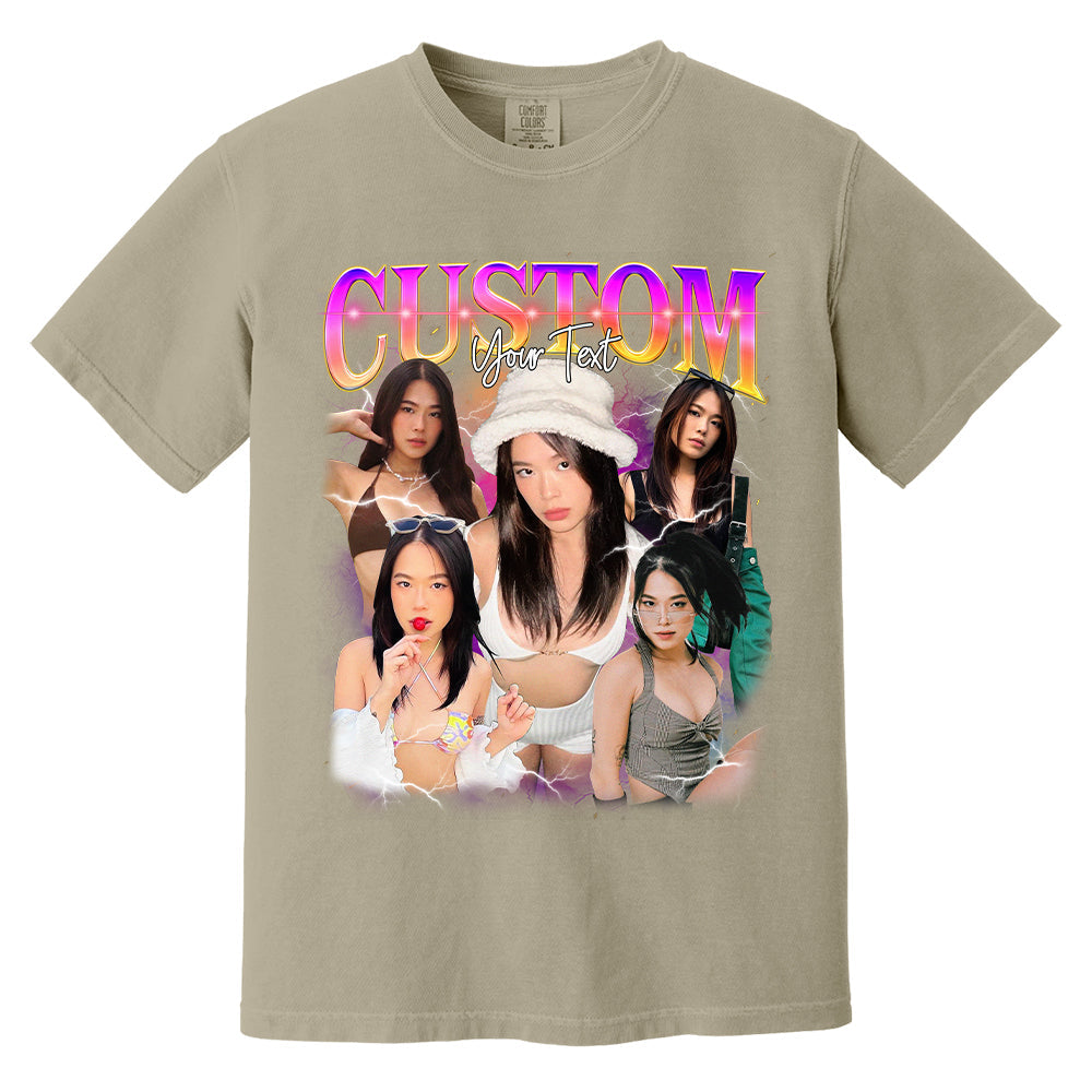 Personalized Bootleg Shirt, 90s Bootleg Shirt, Retro Bootleg, Custom Girlfriend Vintage Washed Shirt, Personalized Photo,Gift For Boyfriend