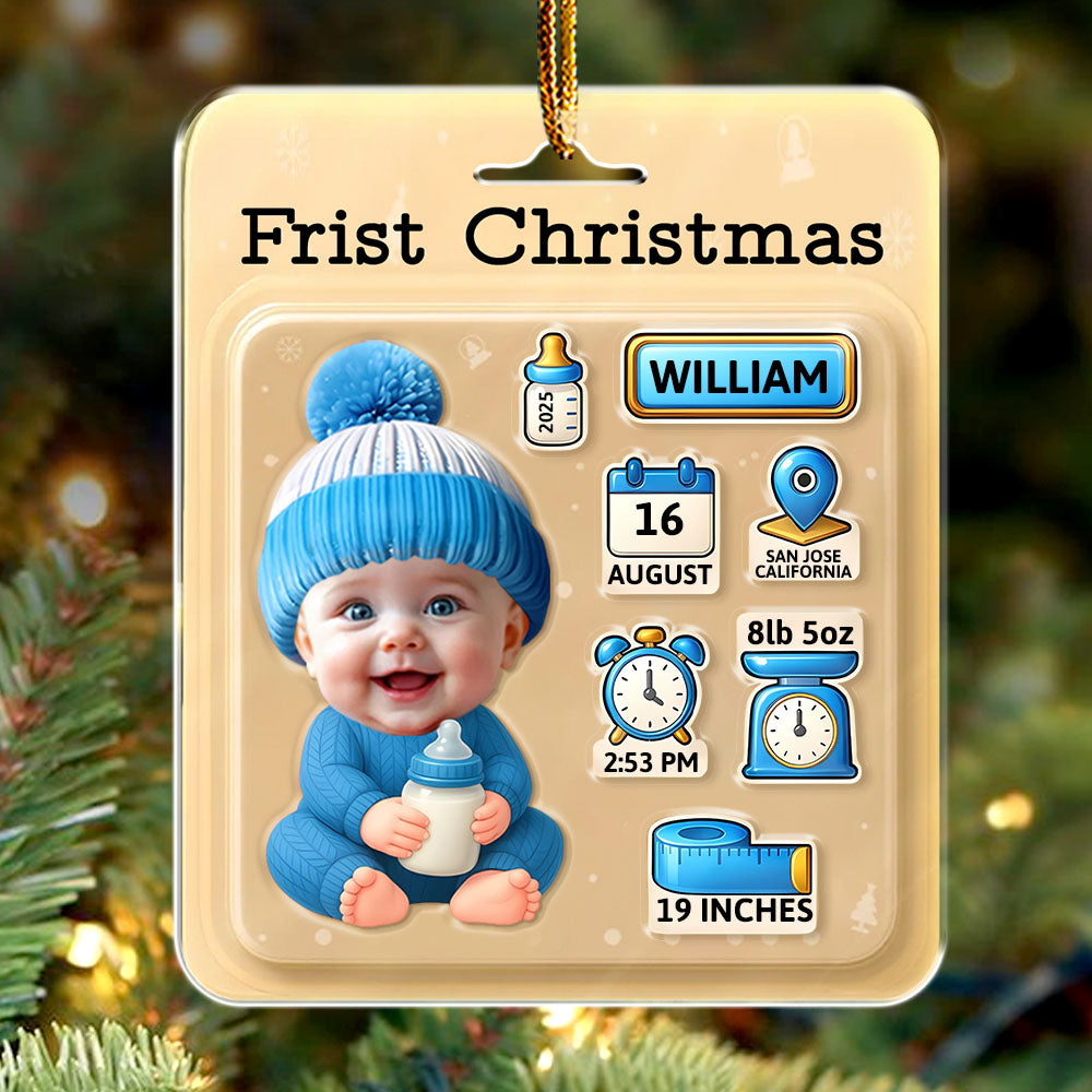 Baby Information Toy Box - Personalized Custom Shaped Acrylic Ornament Na02 Li29