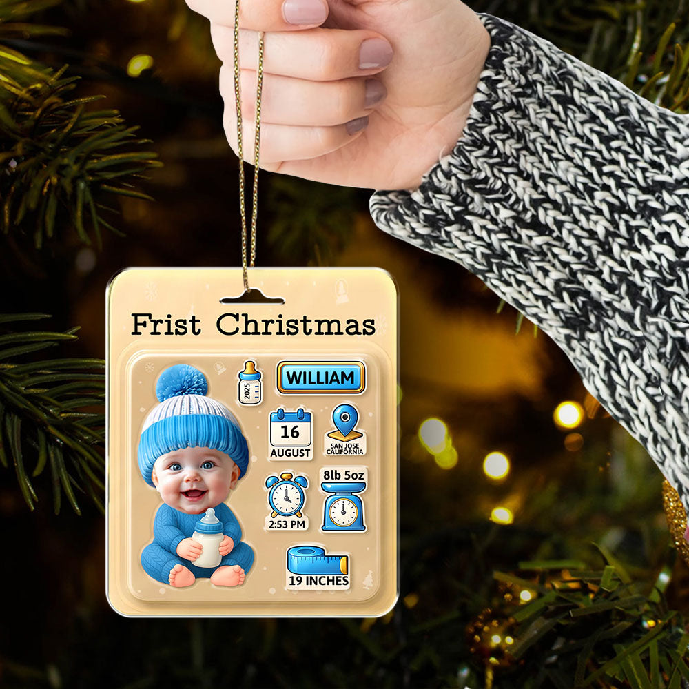 Baby Information Toy Box - Personalized Custom Shaped Acrylic Ornament Na02 Li29