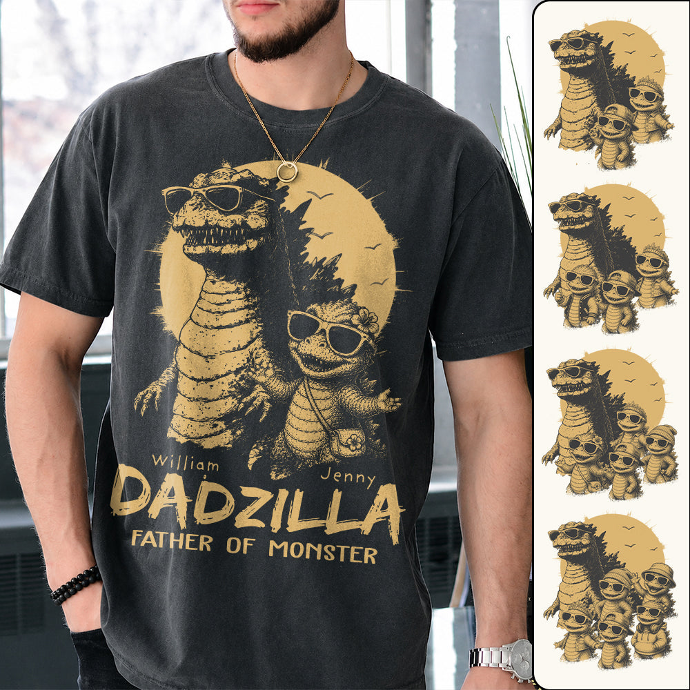 Personalized Dadzilla T-Shirt Father Day Gifts for Dad Funny Papa Tshirt Cool Daddy Dinosaur Tee New Art Hv01