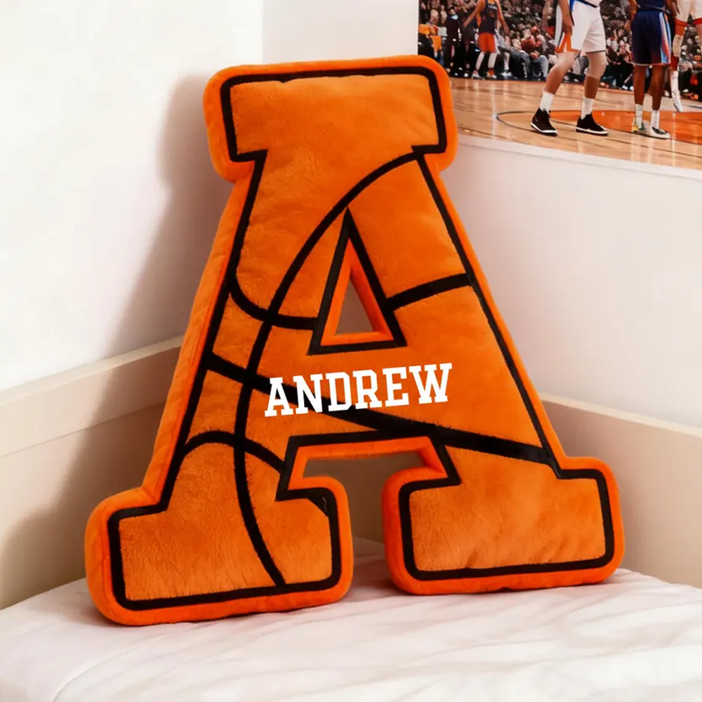 Custom Initial Basketball Pillow, Basketball Lover Player Gift - Custom Ugly Plush Pillow For Basketball Player Hv01