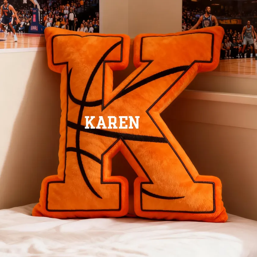 Custom Initial Basketball Pillow, Basketball Lover Player Gift - Custom Ugly Plush Pillow For Basketball Player Hv01