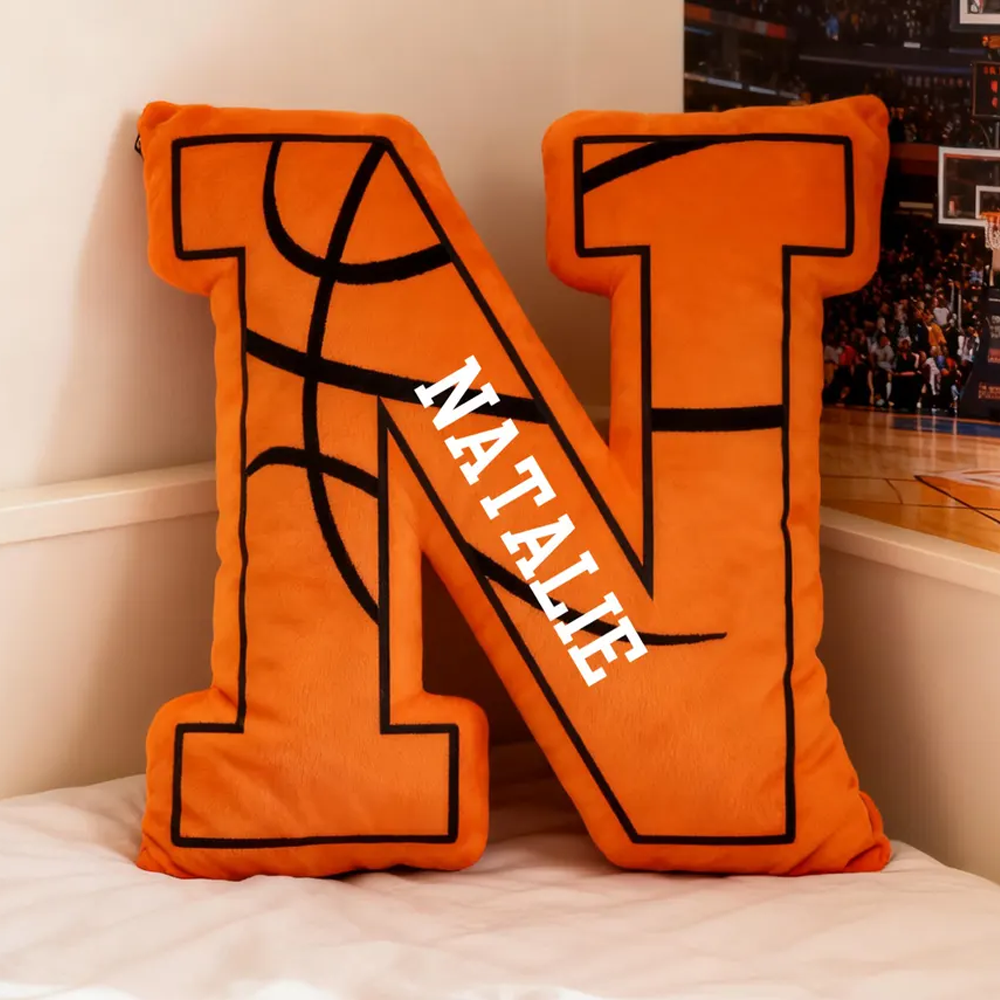 Custom Initial Basketball Pillow, Basketball Lover Player Gift - Custom Ugly Plush Pillow For Basketball Player Hv01