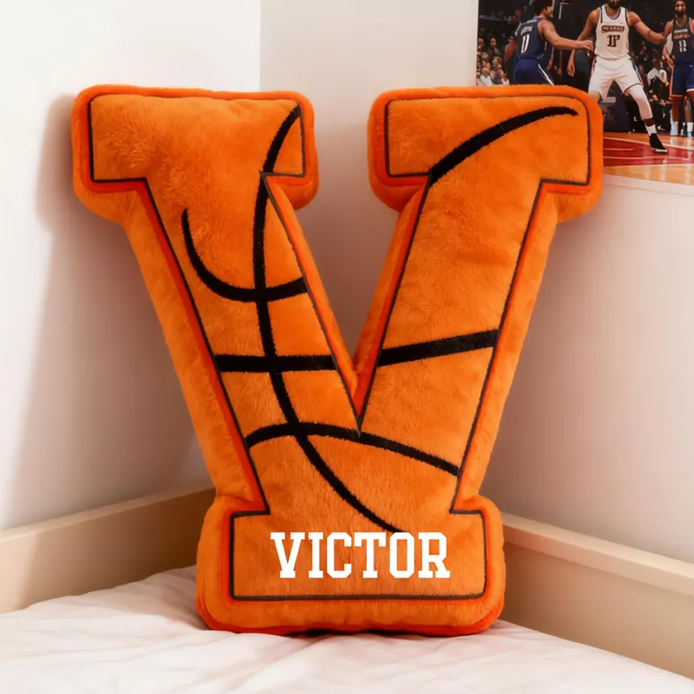 Custom Initial Basketball Pillow, Basketball Lover Player Gift - Custom Ugly Plush Pillow For Basketball Player Hv01