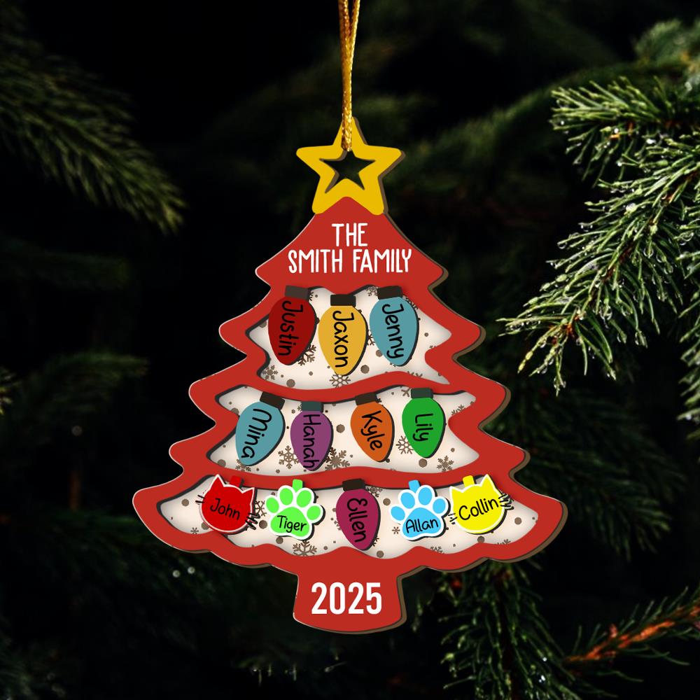 Personalized Family Tree Ornament 2025, Custom Family With Pet Ornament, Large Family Ornament, 2025 Christmas Ornament, Christmas Gifts Nh00
