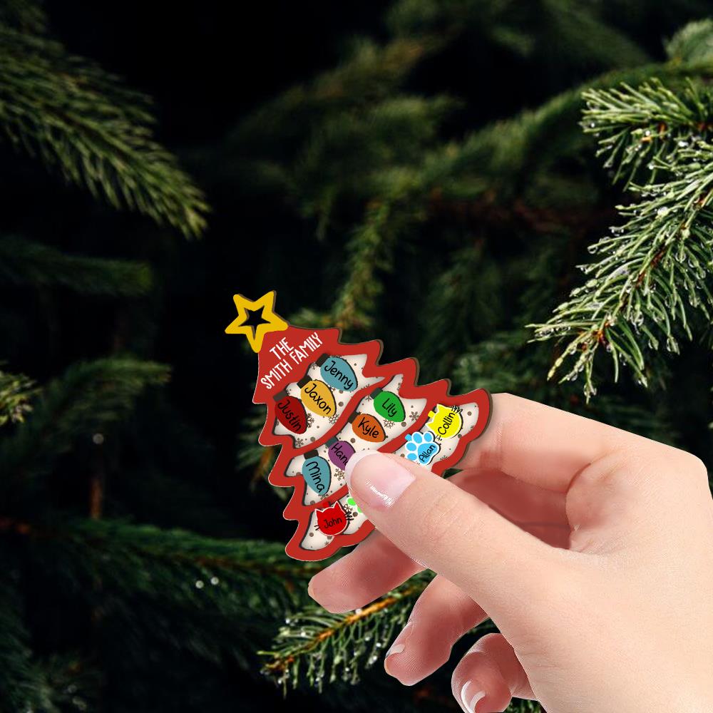 Personalized Family Tree Ornament 2025, Custom Family With Pet Ornament, Large Family Ornament, 2025 Christmas Ornament, Christmas Gifts Nh00