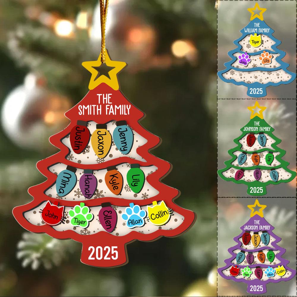 Personalized Family Tree Ornament 2025, Custom Family With Pet Ornament, Large Family Ornament, 2025 Christmas Ornament, Christmas Gifts Nh00