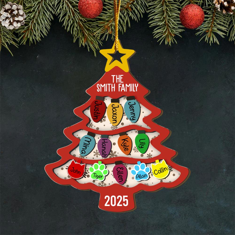 Personalized Family Tree Ornament 2025, Custom Family With Pet Ornament, Large Family Ornament, 2025 Christmas Ornament, Christmas Gifts Nh00