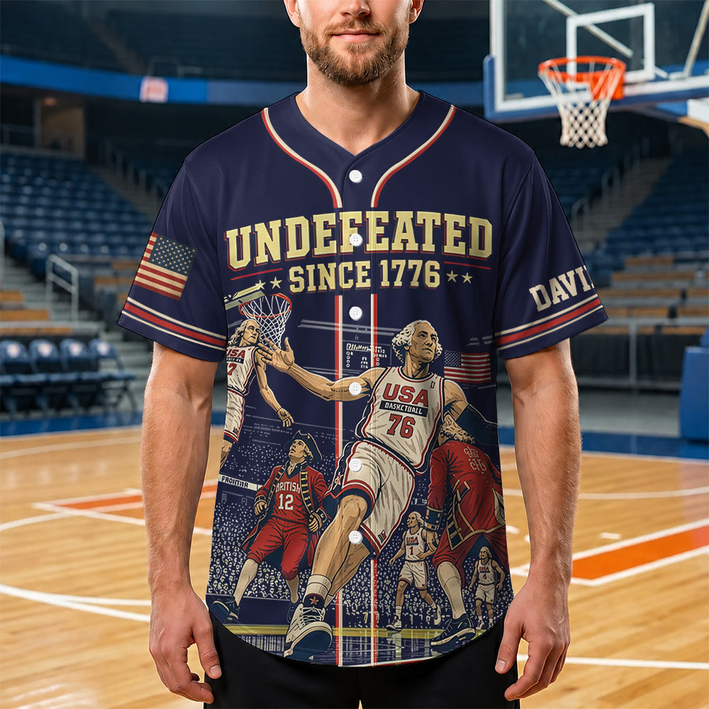 Undefeated Since 1776 Custom Baseball Jersey – USA Basketball Patriotic Jersey Gift T24
