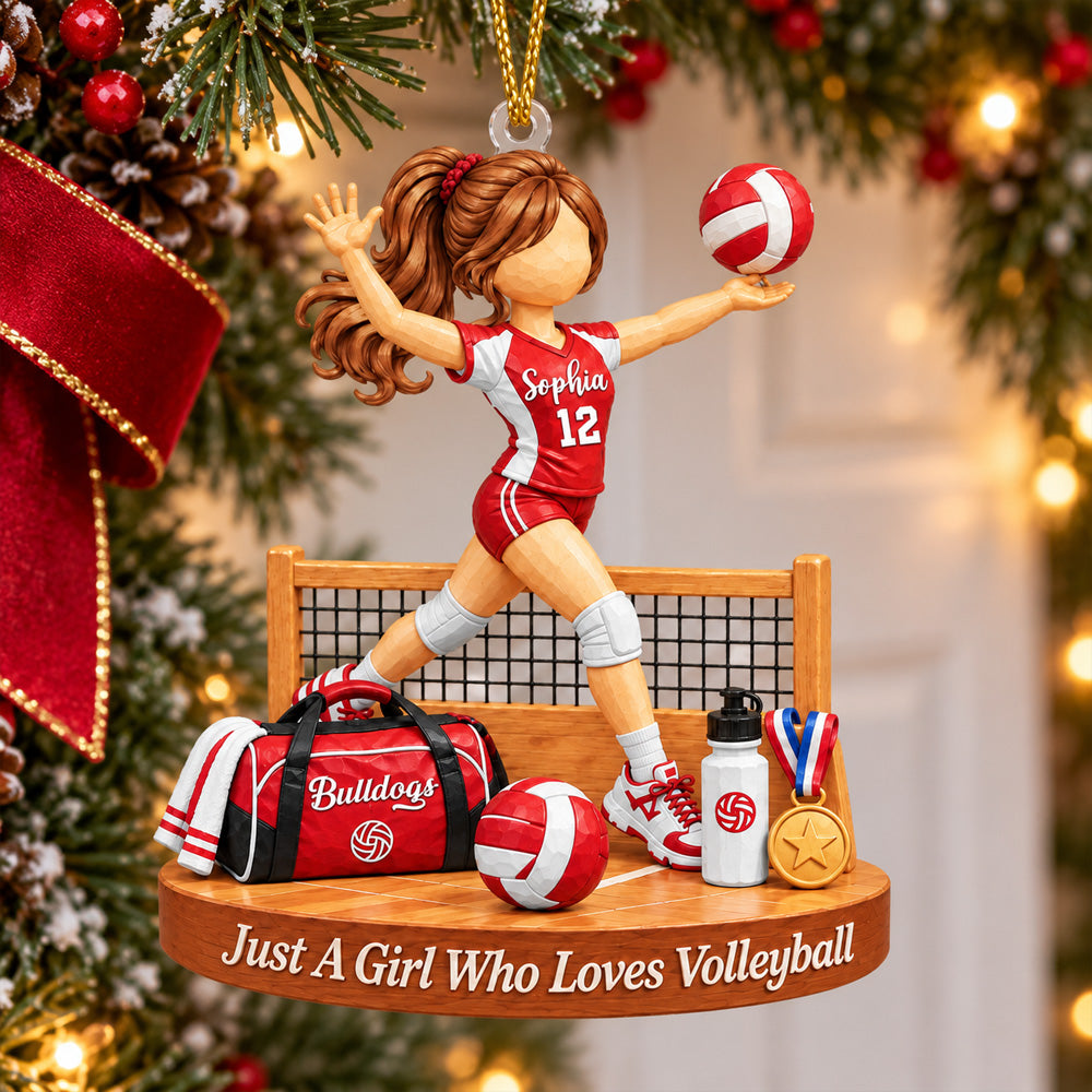 Just A Girl Who Loves Volleyball, Personalized Volleyball Girl Ornament, Custom Player Name Gift, Gift For Volleyball Lover MI209 Nh00