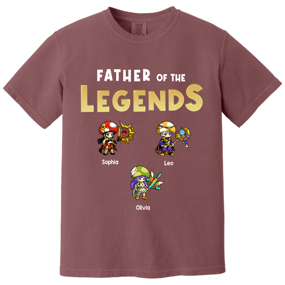 Personalized Father of the Legends Shirt, Custom Gamer Dad Tee With Kids Names, RPG Character Father's Day Gift From Kids, Gaming Papa TH23