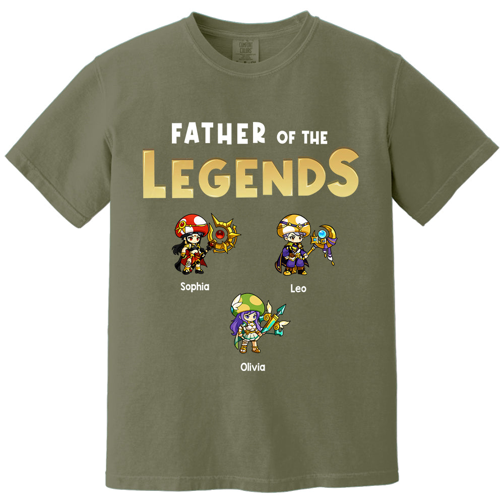 Personalized Father of the Legends Shirt, Custom Gamer Dad Tee With Kids Names, RPG Character Father's Day Gift From Kids, Gaming Papa TH23