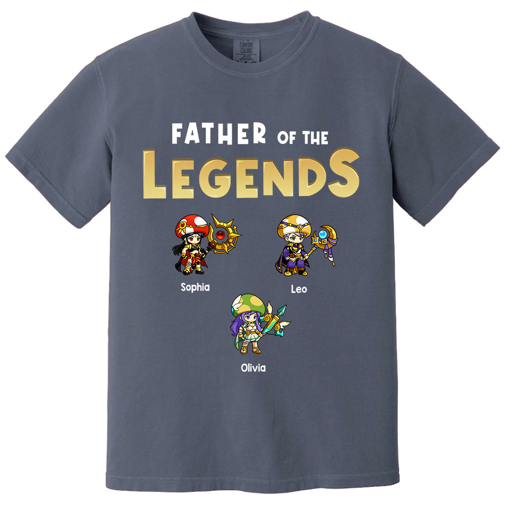 Personalized Father of the Legends Shirt, Custom Gamer Dad Tee With Kids Names, RPG Character Father's Day Gift From Kids, Gaming Papa TH23
