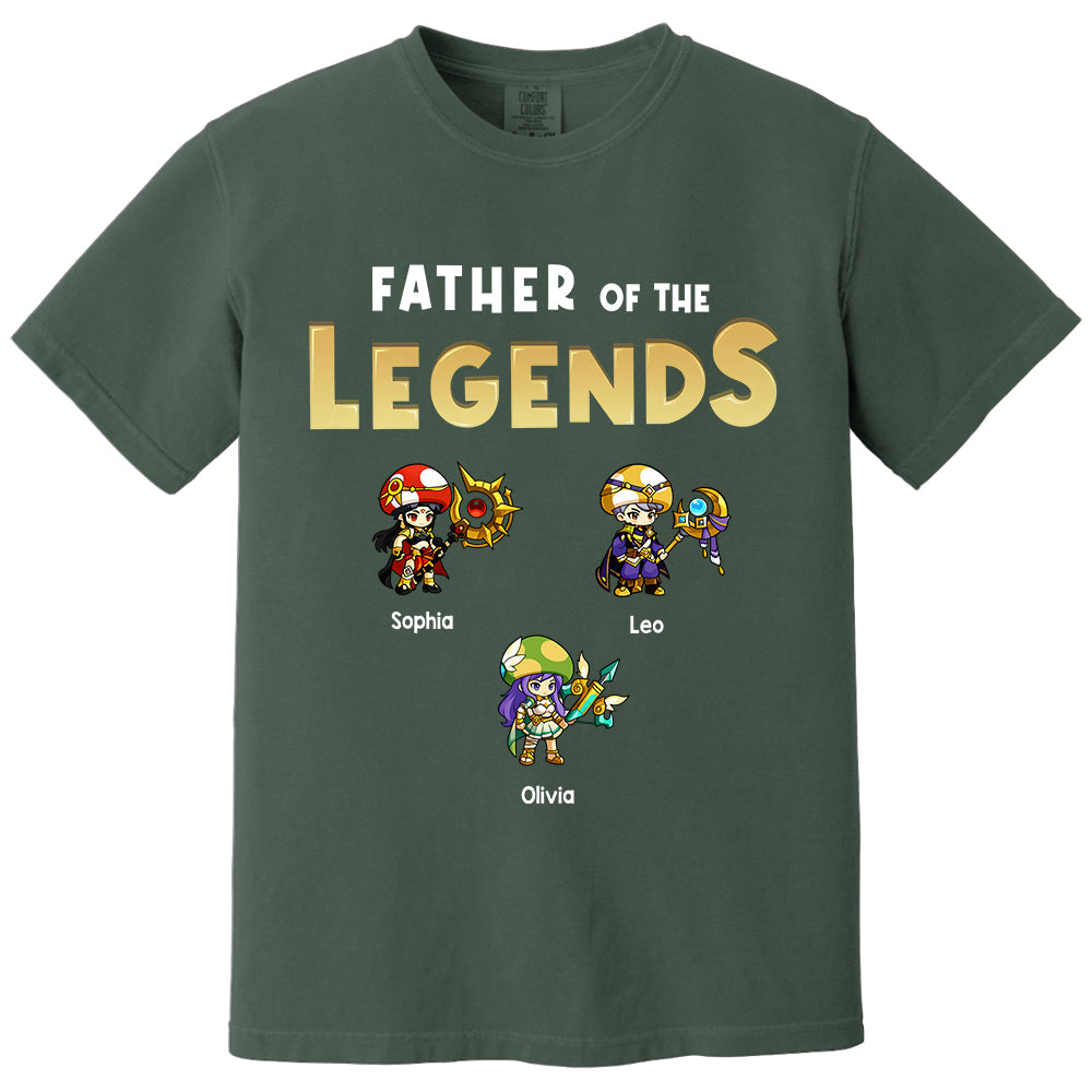 Personalized Father of the Legends Shirt, Custom Gamer Dad Tee With Kids Names, RPG Character Father's Day Gift From Kids, Gaming Papa TH23