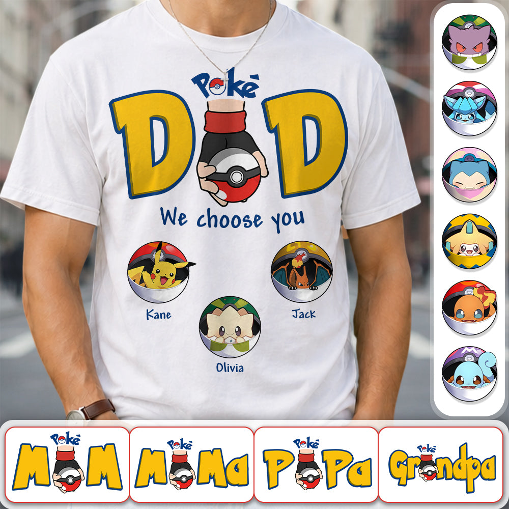 PokeDad Best Poke Dad Ever, Personalized PokéDad Shirt With Kids Name, Gifts For Dad, Gifts For Father's Day MI209 Hv01