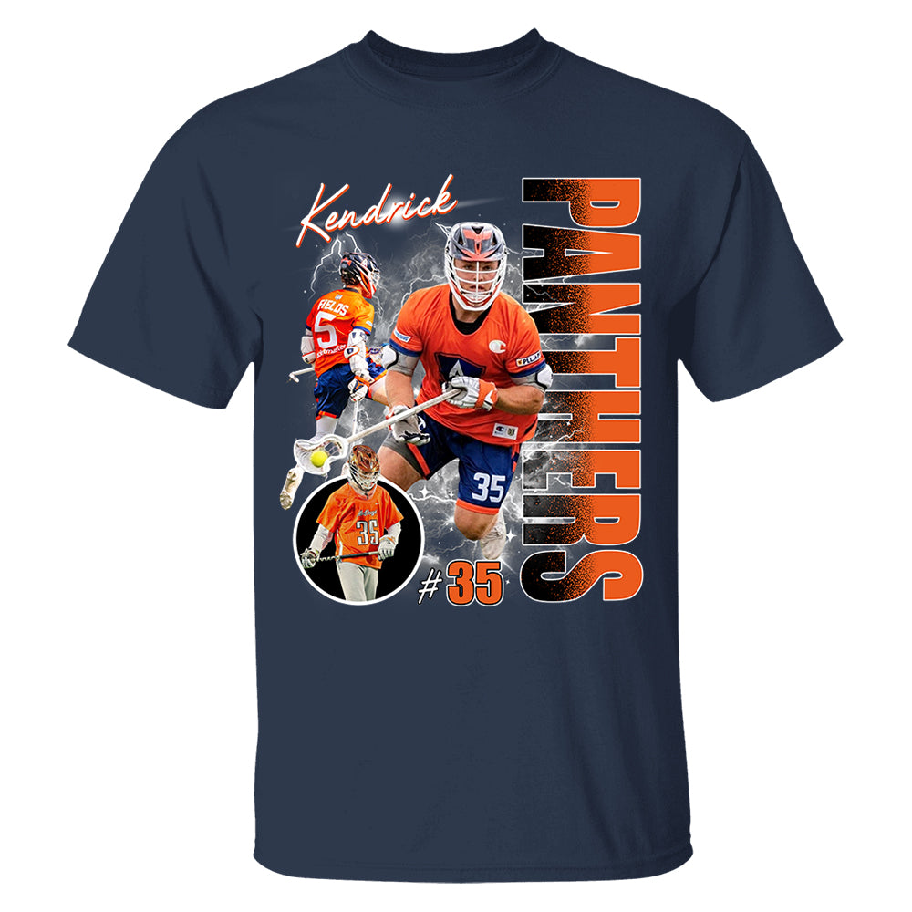 Custom Photo Lacrosse Player Shirt - Personalized Team Name School Name Bootleg Shirt Na02 Do99