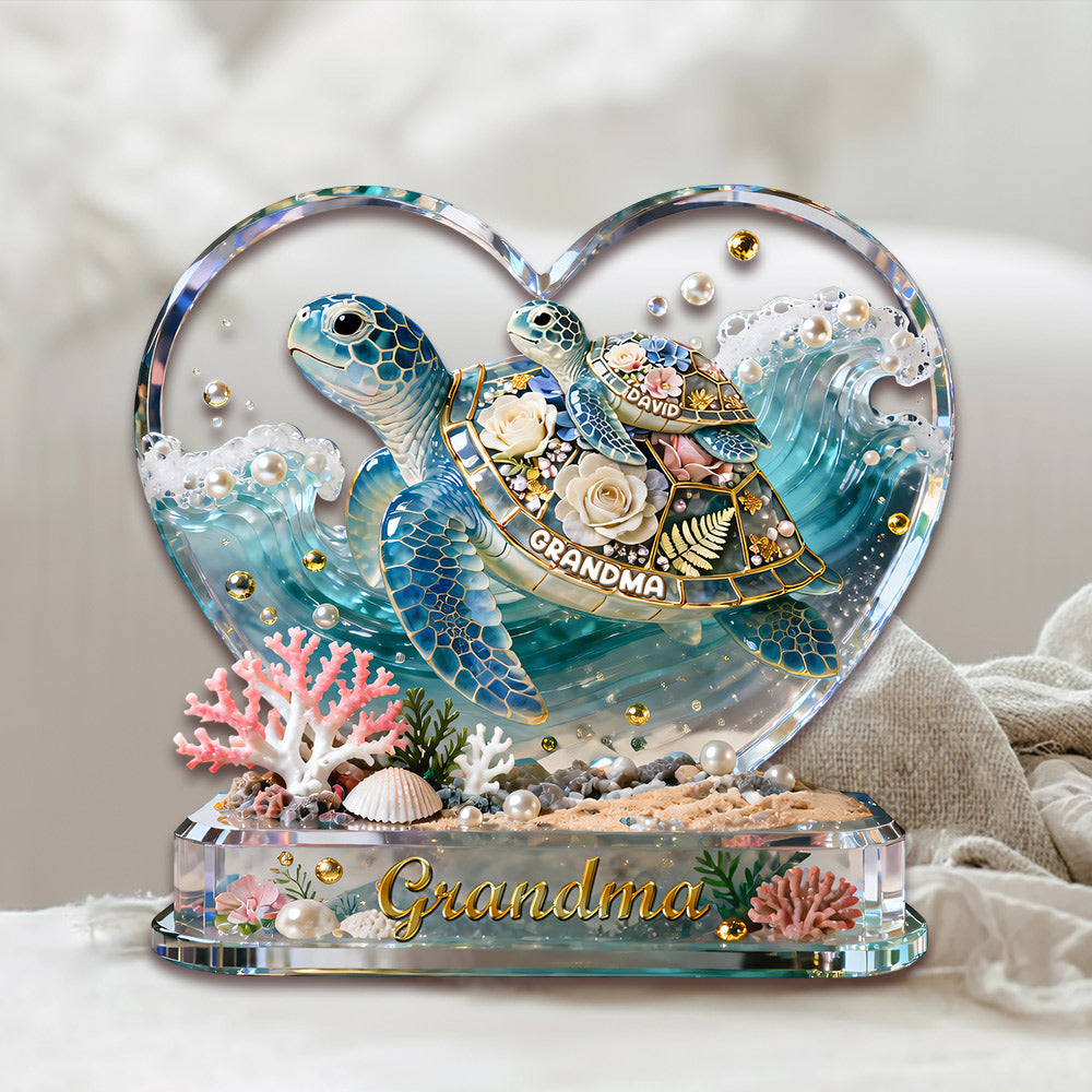 Best Turtle Mom Ever Acrylic Plaque - Personalized Gifts For Grandma VH01