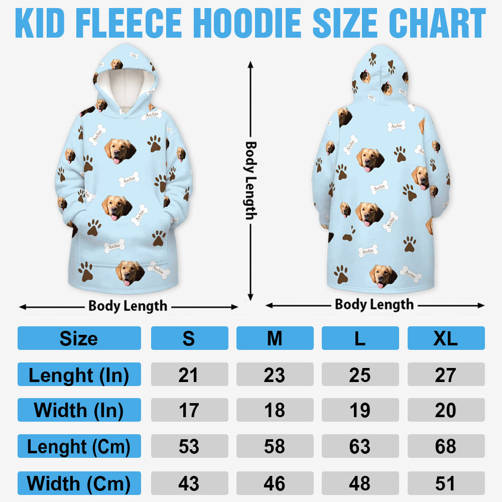 Personalized Upload Pet Photo Oversized Fleece Hoodie Matching Christmas Costume for Women Men & Kids