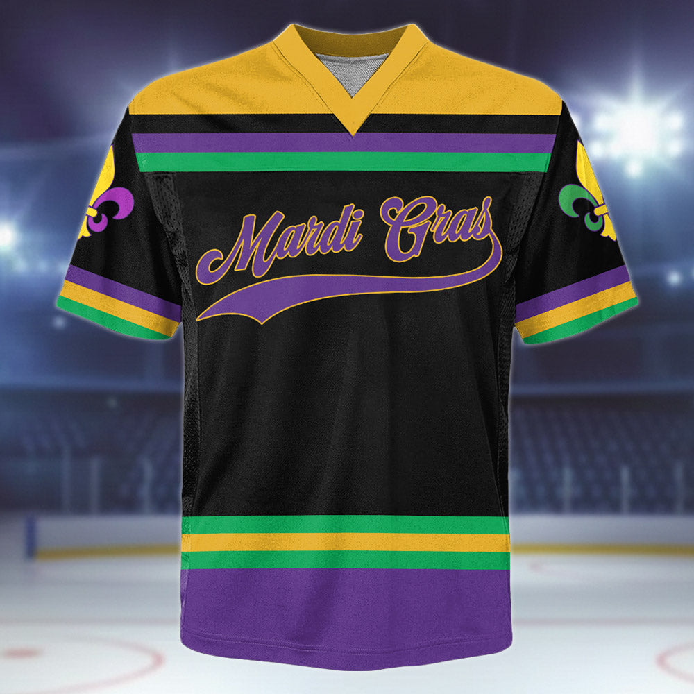 Personalized Mardi Gras Hockey Jersey, Custom Name Mardi Gras Football Jersey, Hockey Jersey Uniform For Hockey Fans, Mardi Gras Outfit, Football Jersey Uniform For Football Fans Pt99
