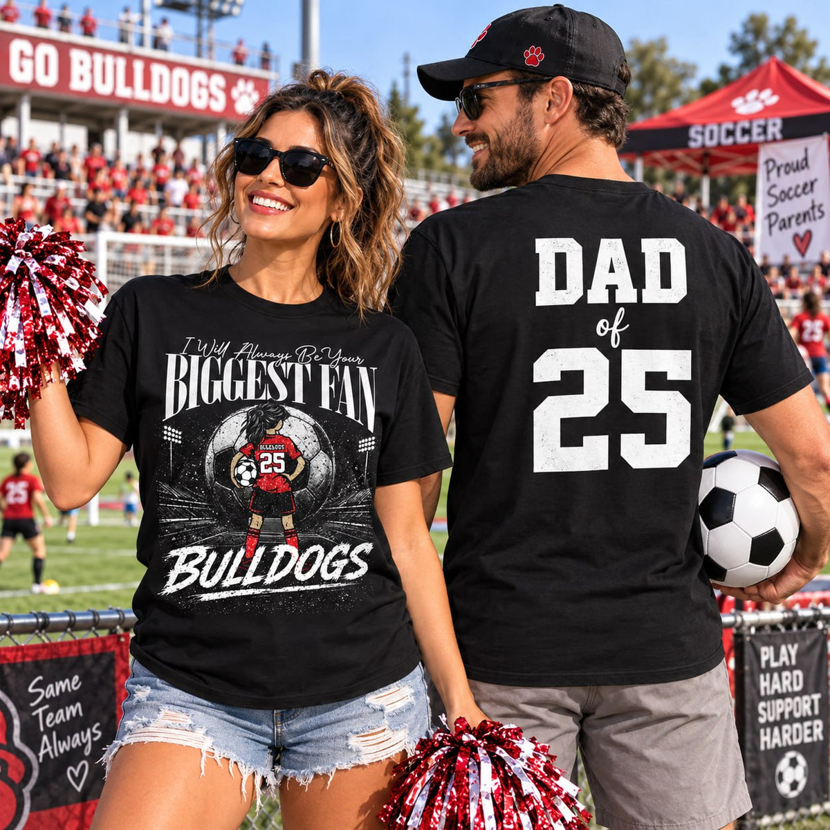 I'll Always Be Your Biggest Fan, Personalized Soccer Mom Shirt, Custom Player Name & Number Tee, Game Day Mom Gift Na02 VH01