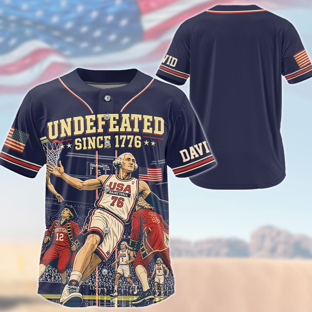 Undefeated Since 1776 Custom Baseball Jersey – USA Basketball Patriotic Jersey Gift T24