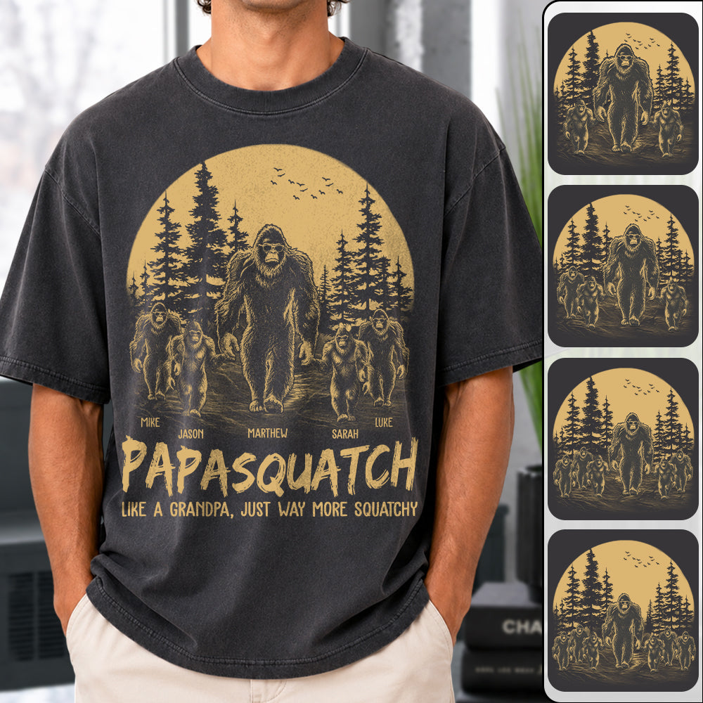 Personalized Papasquatch, Like A Grandpa, Just Way More Squatchy T-Shirt Father Day Gifts for Dad Funny Papa Tshirt Cool Daddy Bigfoot Tee