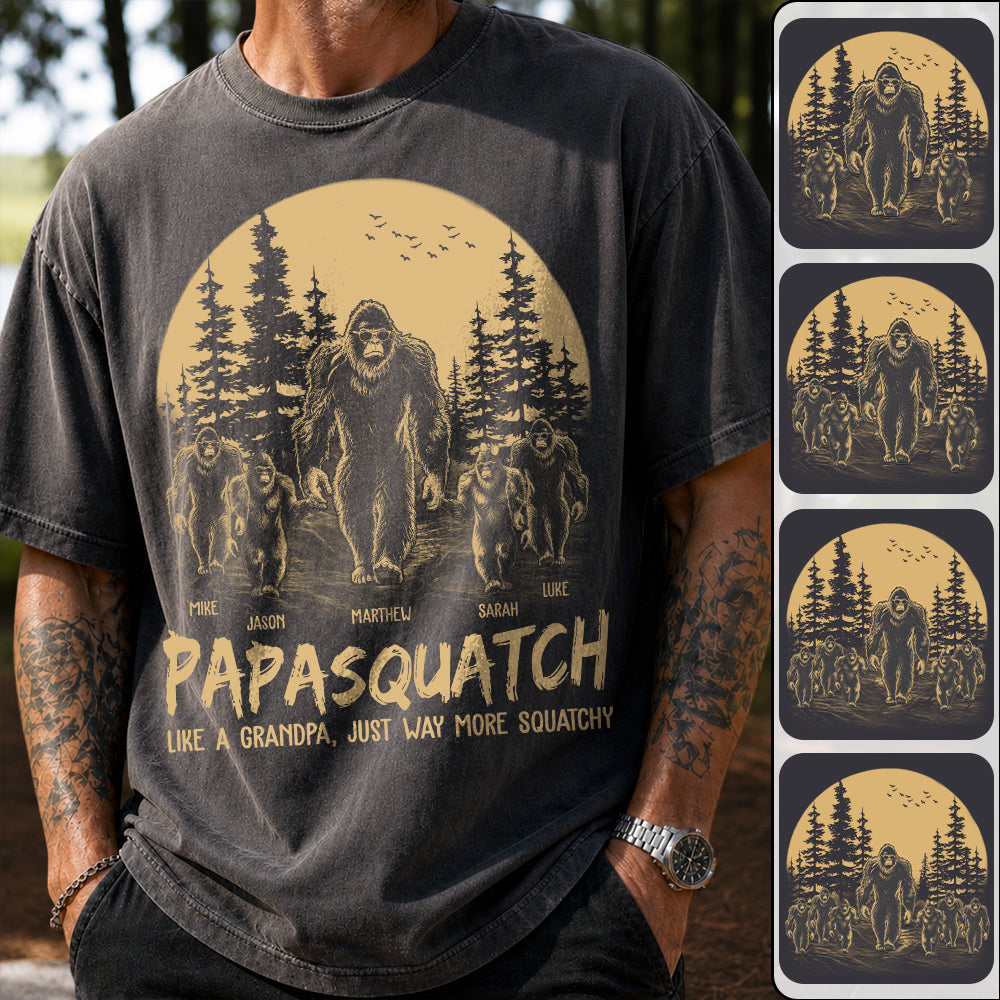 Personalized Papasquatch, Like A Grandpa, Just Way More Squatchy T-Shirt Father Day Gifts for Dad Funny Papa Tshirt Cool Daddy Bigfoot Tee