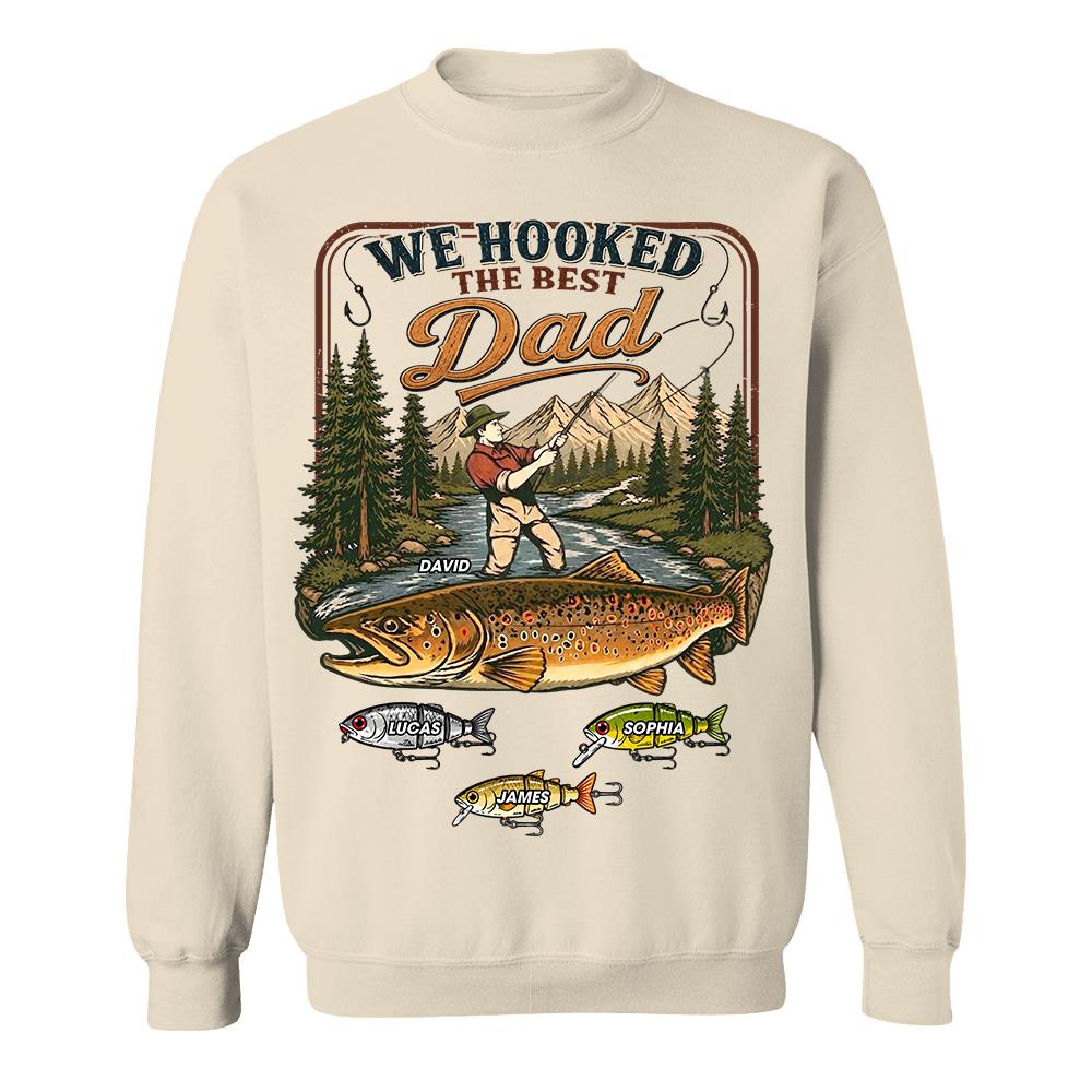 We Hooked The Best Dad, Personalized Fishing Dad Shirt With Custom Kids, Gift For Fishing Fathers Day, Gift For Dad Husband Grandpa MI209 Hv01