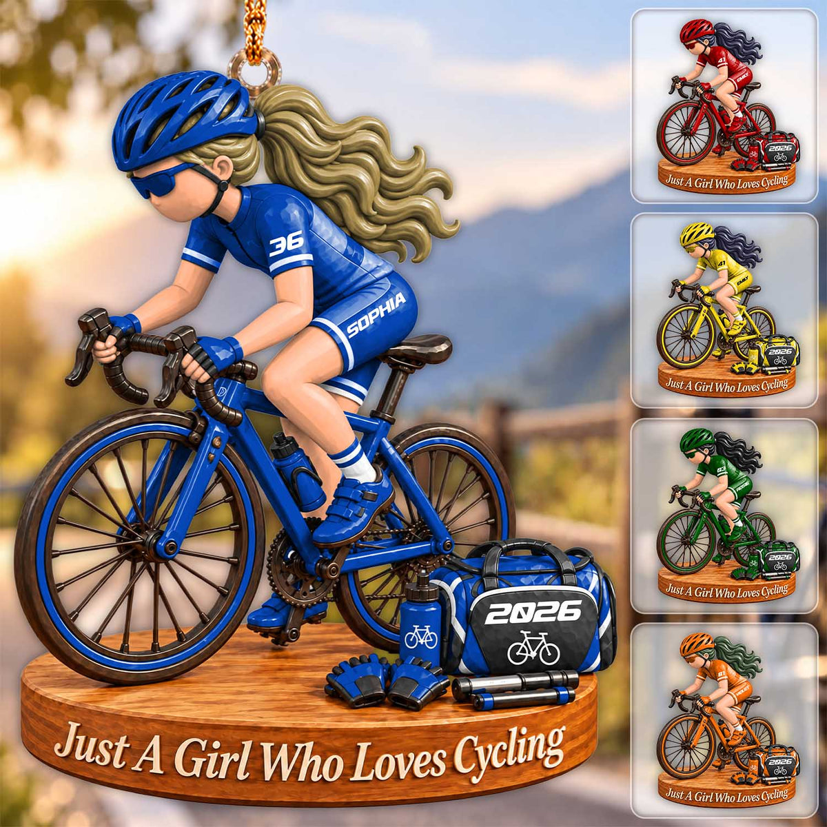 Personalized Just A Girl Who Loves Cyclist Ornament, Custom Name & Number Player Cyclist Bike Ornament, Gift for Cyclist Bike Lover Na02 Pt99