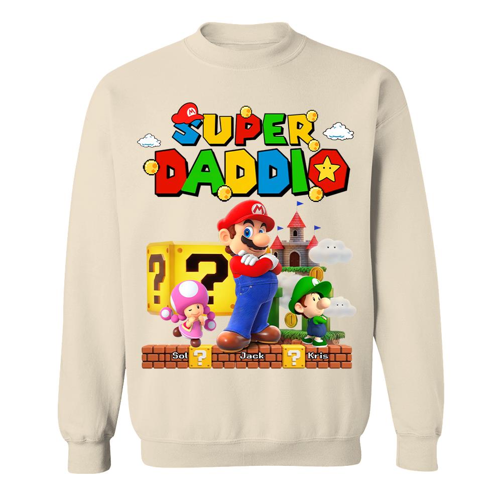 Best Dad Ever Super Daddio, Personalized Daddio Shirt Custom Kids Name, Gift For Dad, Gift For Father's Day Vr2 MI209 Hv01