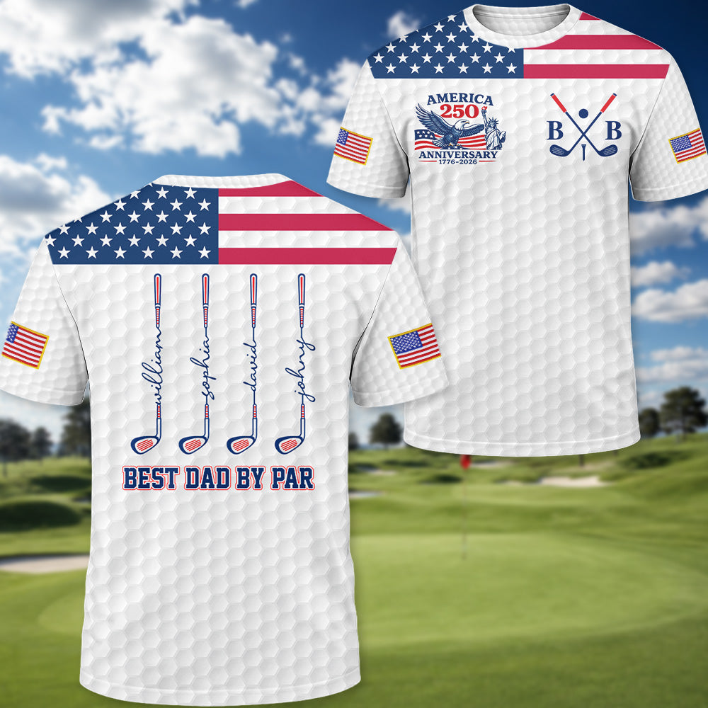 Celebrate America 250th - Anniversary Best Dad By Par - Personalized Polo Shirt For Dad - Gift For Father's Day A2110 Pt99