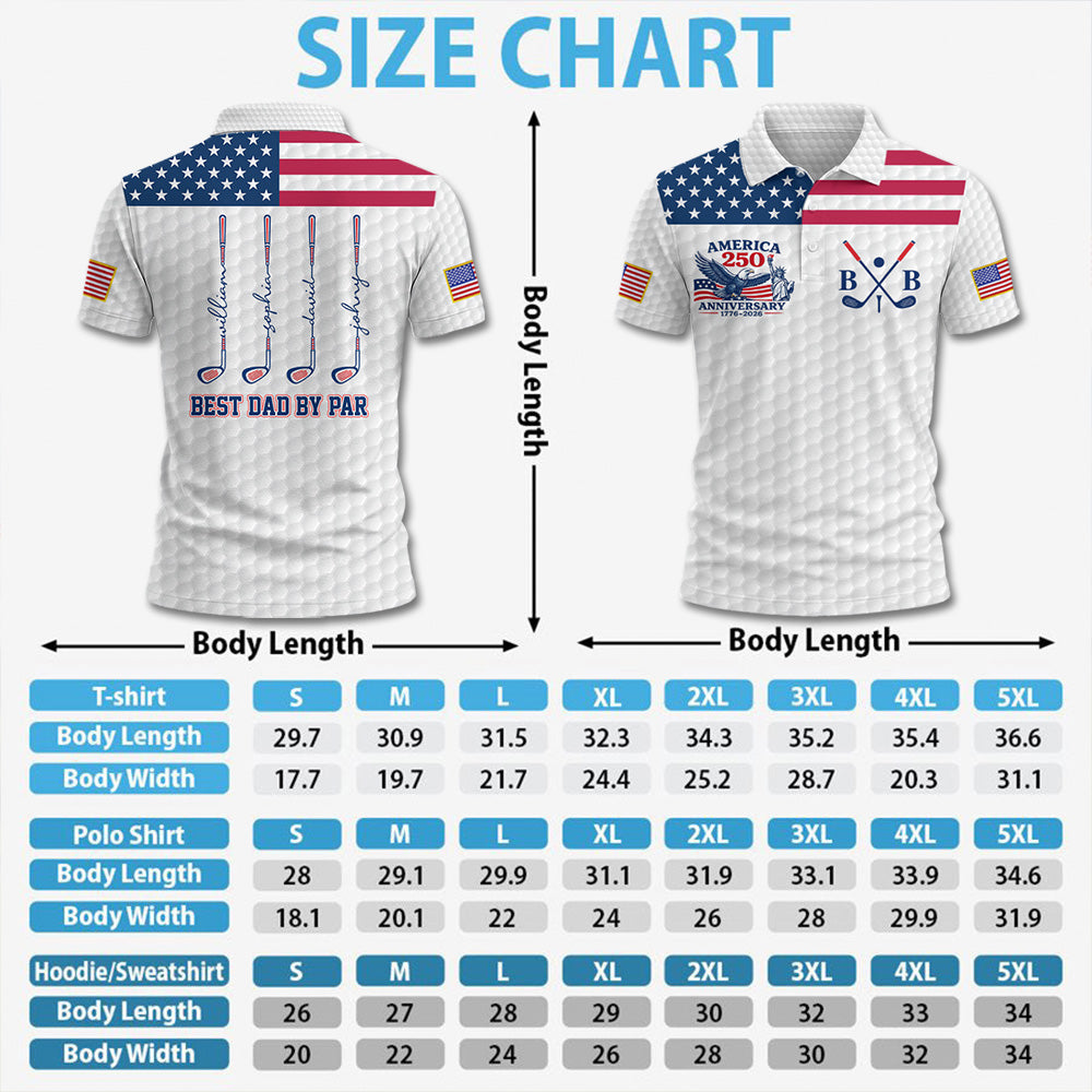 Celebrate America 250th - Anniversary Best Dad By Par - Personalized Polo Shirt For Dad - Gift For Father's Day A2110 Pt99