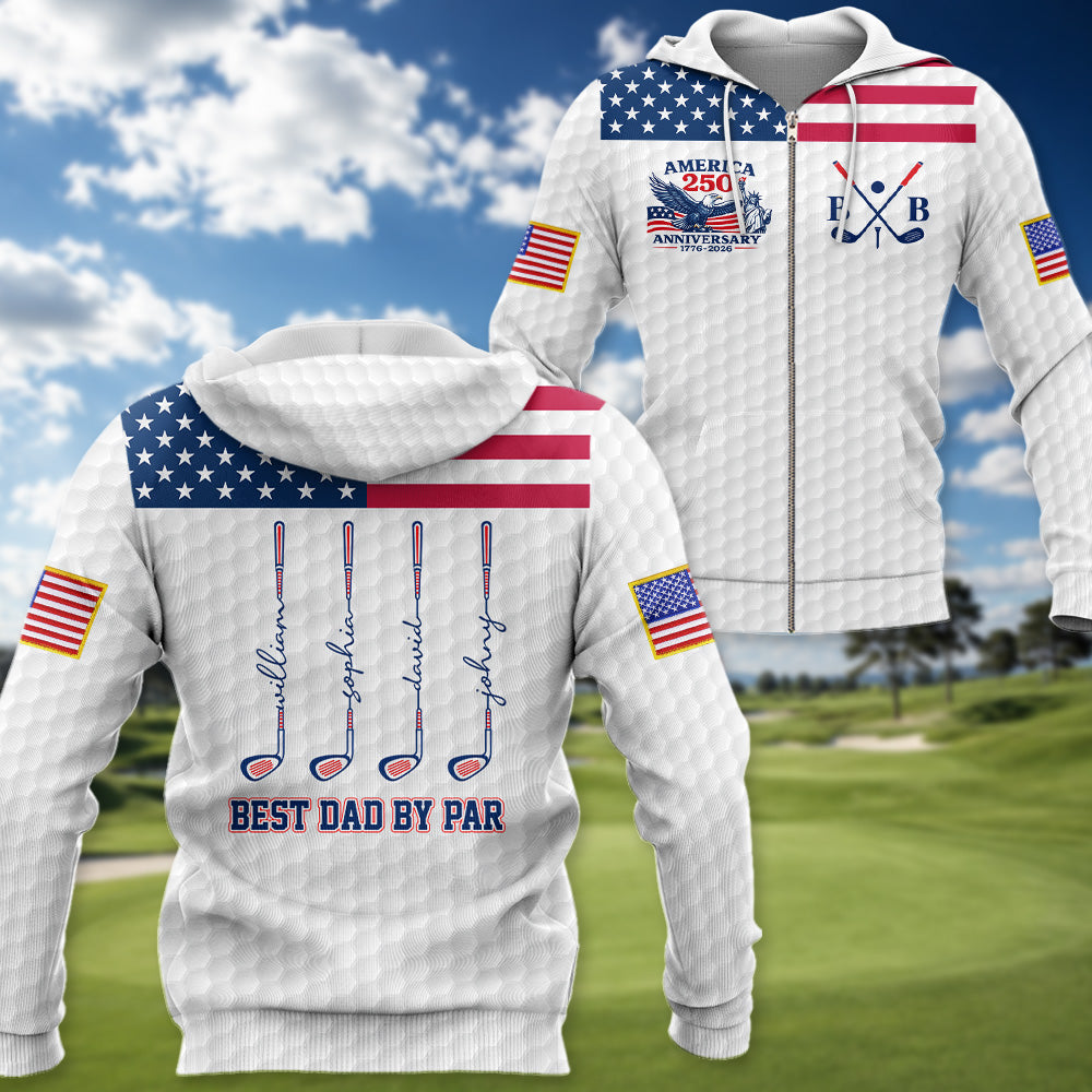 Celebrate America 250th - Anniversary Best Dad By Par - Personalized Polo Shirt For Dad - Gift For Father's Day A2110 Pt99