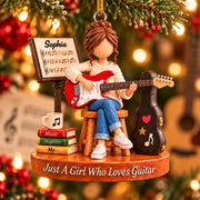 Just A Girl Who Loves Guitar, Personalized Guitar Ornament, Custom Player Name Gift, Gift For Guitar Players Guitar Lovers MI209 Pt99