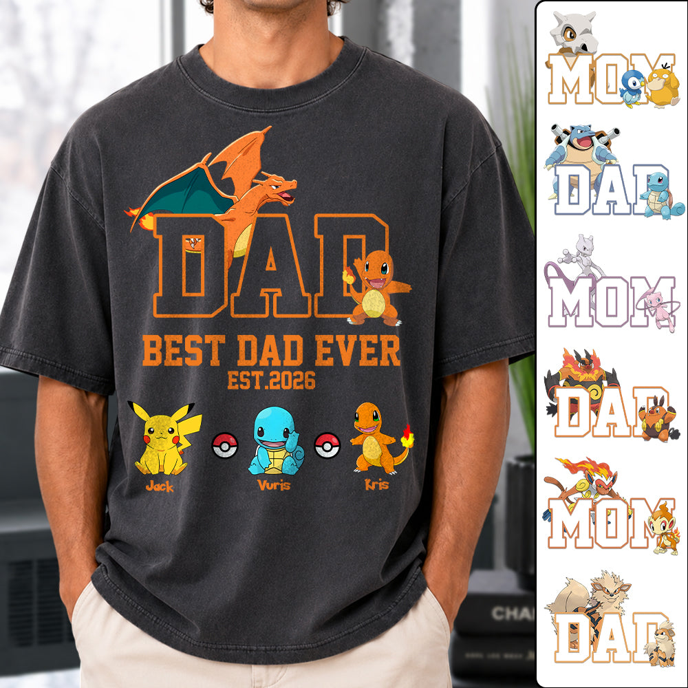 Pokedad Best Dad Ever, Personalized Pokedad Shirt With Kids Name, Father's Day Gifts For Dad, Husband, Grandpa MI209 Hv01