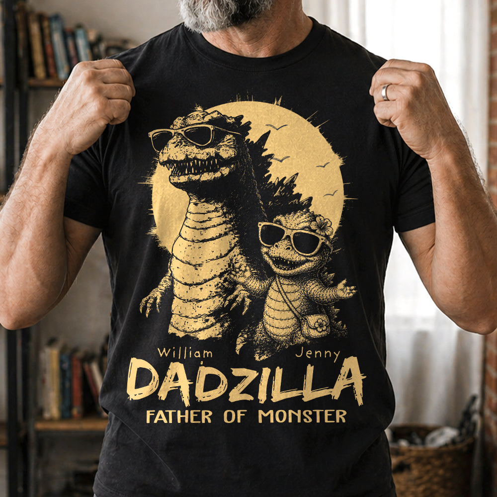 Personalized Dadzilla T-Shirt Father Day Gifts for Dad Funny Papa Tshirt Cool Daddy Dinosaur Tee New Art Hv01