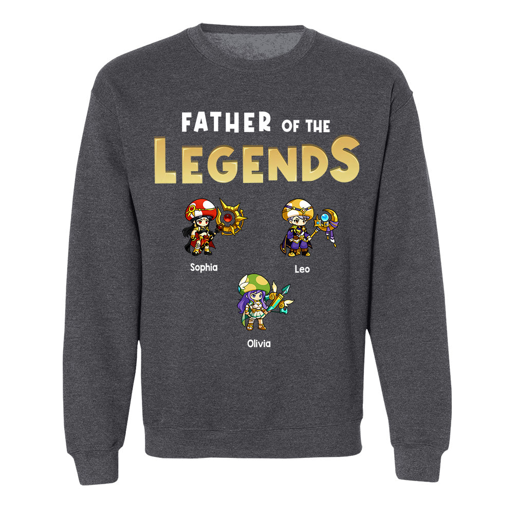 Personalized Father of the Legends Shirt, Custom Gamer Dad Tee With Kids Names, RPG Character Father's Day Gift From Kids, Gaming Papa TH23