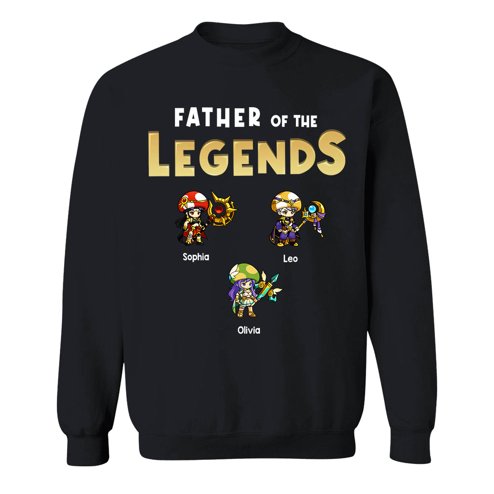 Personalized Father of the Legends Shirt, Custom Gamer Dad Tee With Kids Names, RPG Character Father's Day Gift From Kids, Gaming Papa TH23