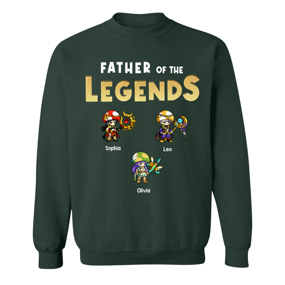 Personalized Father of the Legends Shirt, Custom Gamer Dad Tee With Kids Names, RPG Character Father's Day Gift From Kids, Gaming Papa TH23