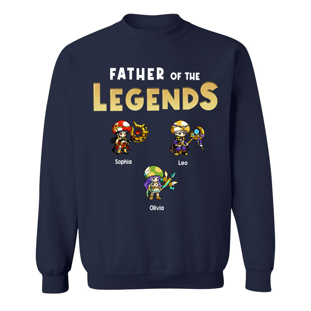 Personalized Father of the Legends Shirt, Custom Gamer Dad Tee With Kids Names, RPG Character Father's Day Gift From Kids, Gaming Papa TH23