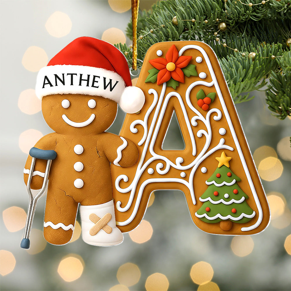 Personalized Injured Gingerbread Ornament , Custom Acrylic Ornament, Broken Leg Christmas, Broken Arm Decor, Christmas Tree Gift A Gingerbread Patient Ornament, Christmas Gift L0411