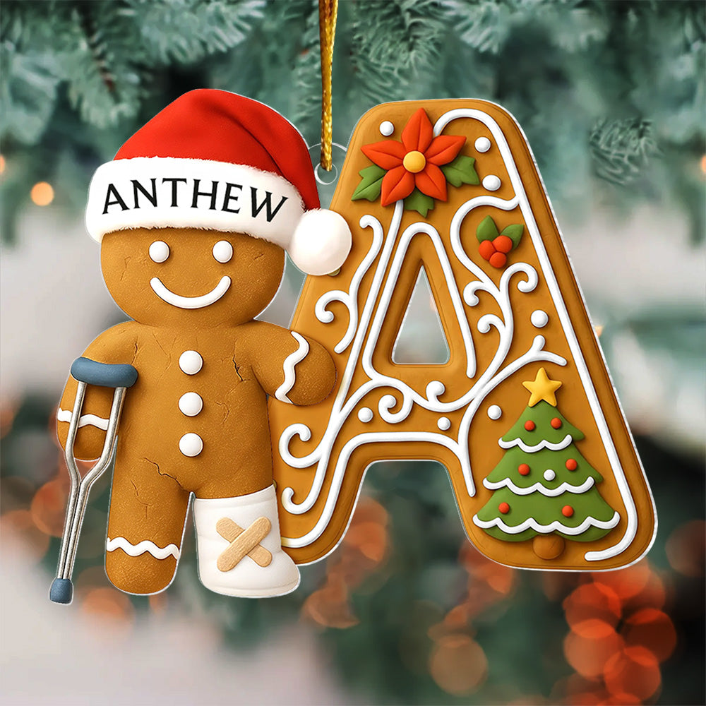 Personalized Injured Gingerbread Ornament , Custom Acrylic Ornament, Broken Leg Christmas, Broken Arm Decor, Christmas Tree Gift A Gingerbread Patient Ornament, Christmas Gift L0411