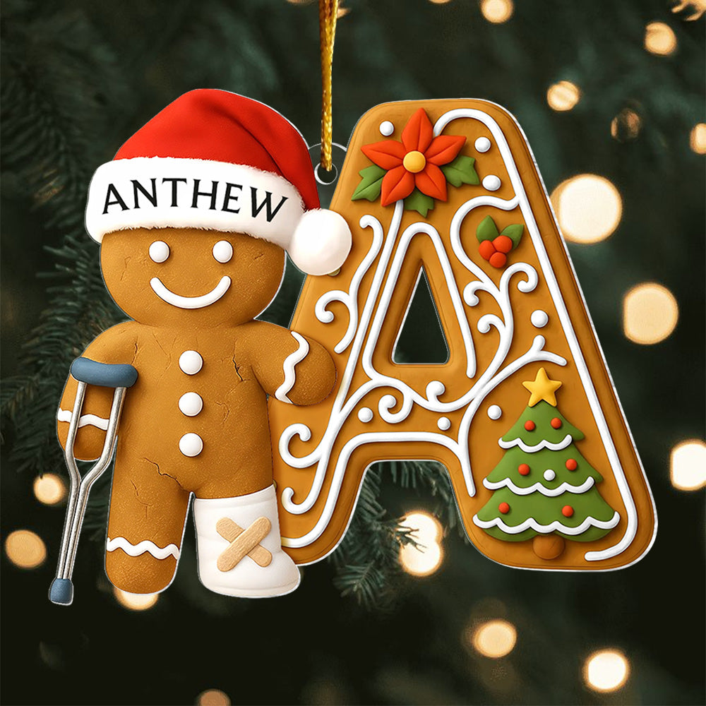 Personalized Injured Gingerbread Ornament , Custom Acrylic Ornament, Broken Leg Christmas, Broken Arm Decor, Christmas Tree Gift A Gingerbread Patient Ornament, Christmas Gift L0411