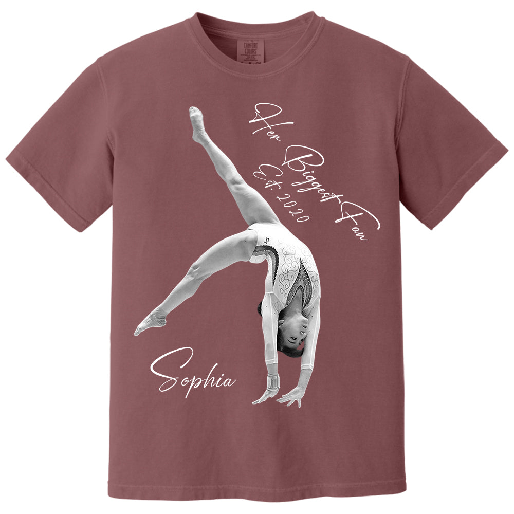 Her Biggest Fan - Washed Tee Retro Bootleg Shirt For Gymnast A2110