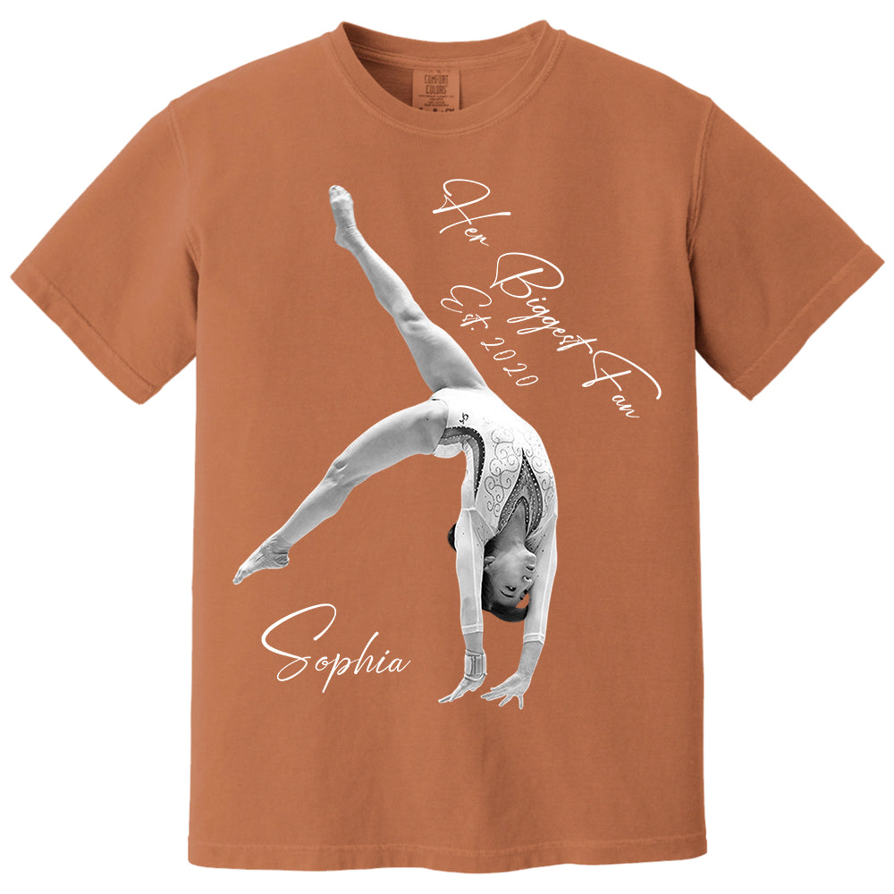 Her Biggest Fan - Washed Tee Retro Bootleg Shirt For Gymnast A2110