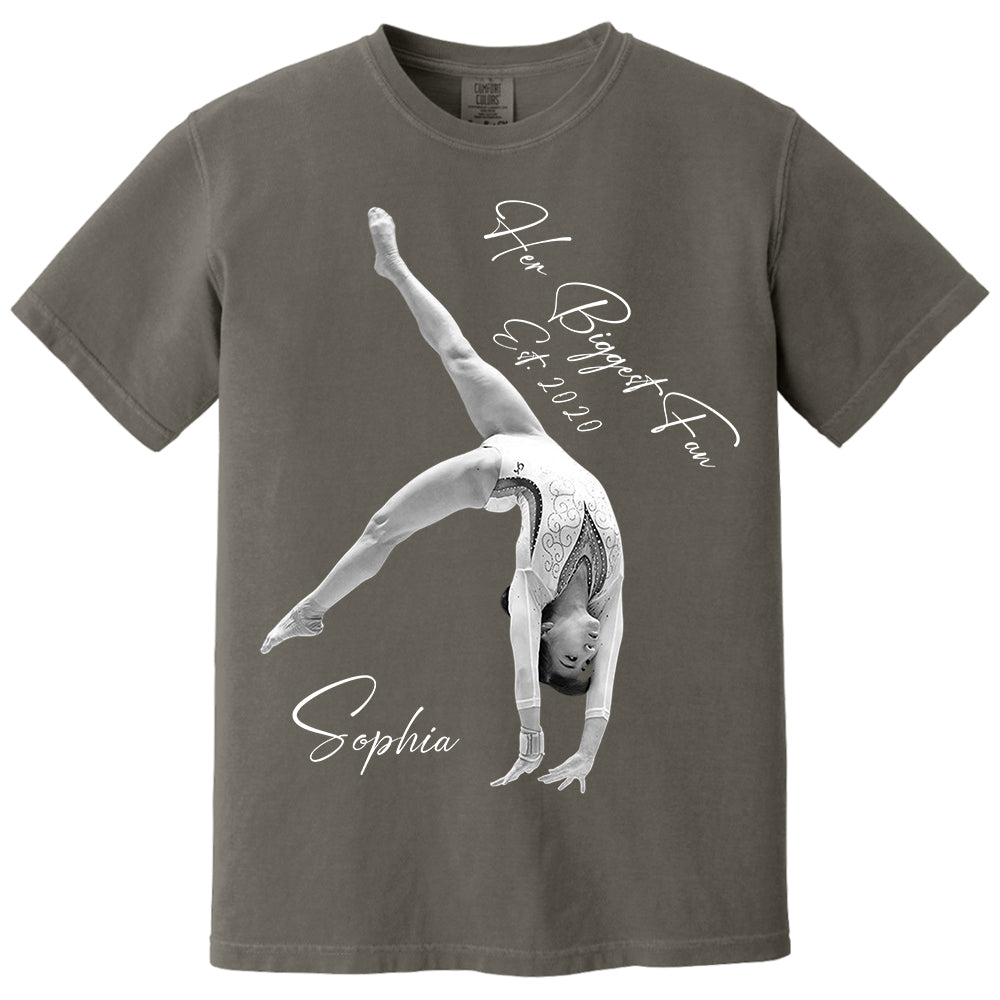Her Biggest Fan - Washed Tee Retro Bootleg Shirt For Gymnast A2110