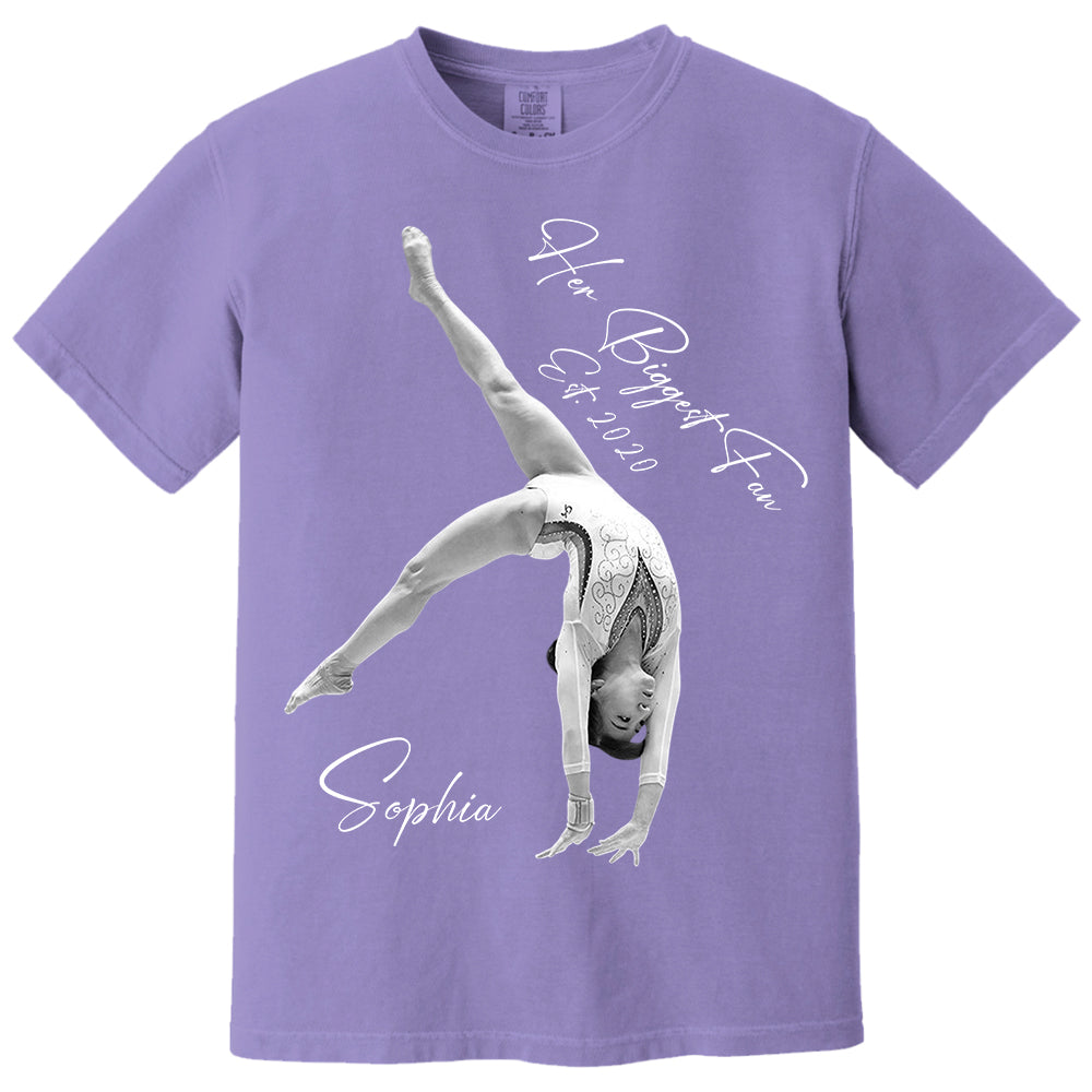 Her Biggest Fan - Washed Tee Retro Bootleg Shirt For Gymnast A2110