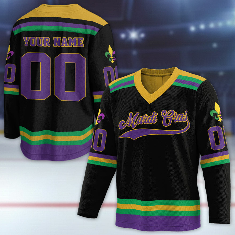 Personalized Mardi Gras Hockey Jersey, Custom Name Mardi Gras Football Jersey, Hockey Jersey Uniform For Hockey Fans, Mardi Gras Outfit, Football Jersey Uniform For Football Fans Pt99