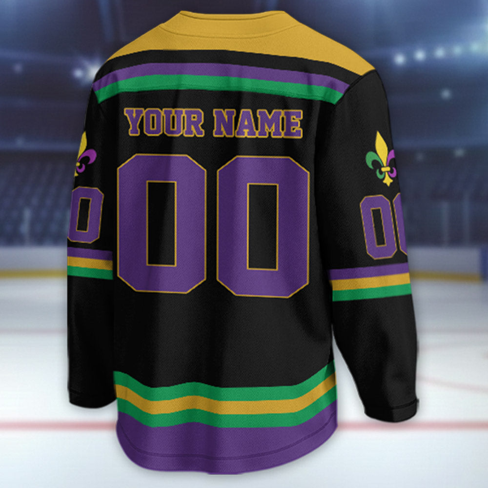 Personalized Mardi Gras Hockey Jersey, Custom Name Mardi Gras Football Jersey, Hockey Jersey Uniform For Hockey Fans, Mardi Gras Outfit, Football Jersey Uniform For Football Fans Pt99